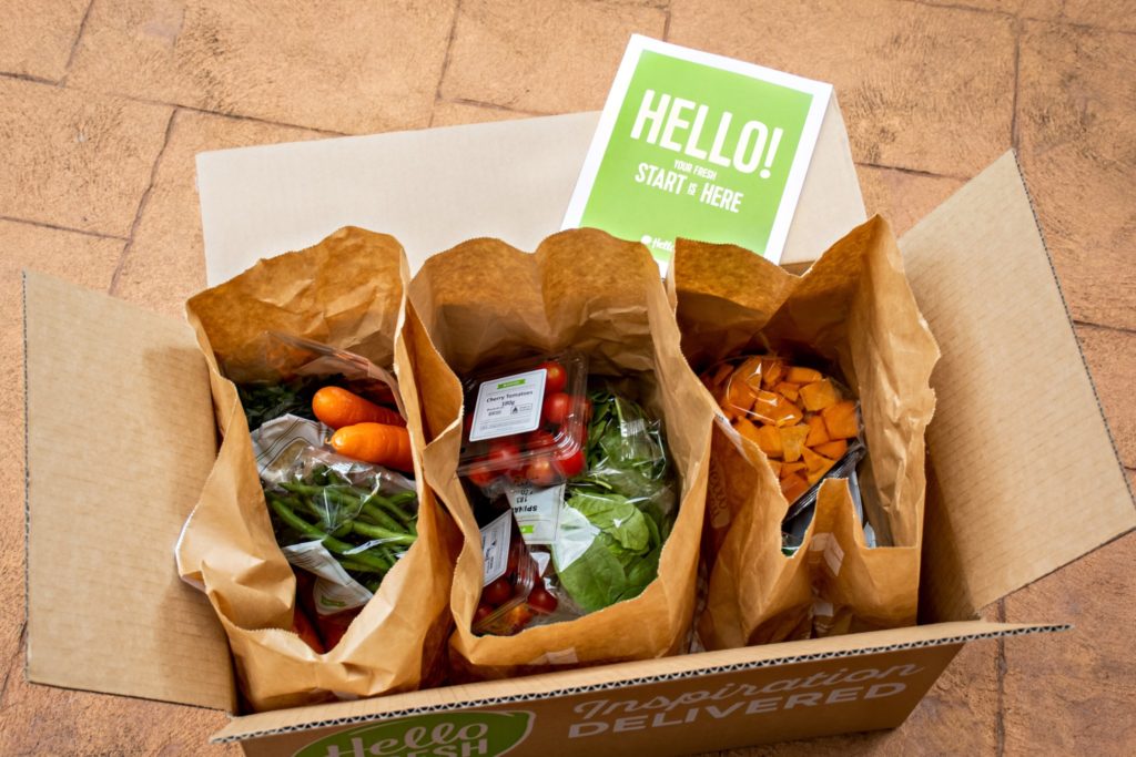 Hello Fresh meal kits in a cardboard box delivered to the doorstep australia, bag, box, brand, business, contactless, cooking, coronavirus, craft, creative, delicious, delivery, dinner, diy pack, eating, food, fresh, freshness, green, groceries, healthy, healthy lifestyle, healthy option, hello fresh, home delivery, kit, lifestyle, logo, meal, meal kit, natural, open, package, packaging, pandemic, recipe, service, subscription, sydney, tasty, vegetables