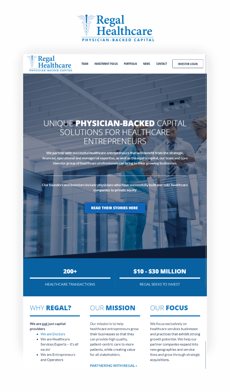 Regal Healthcare website