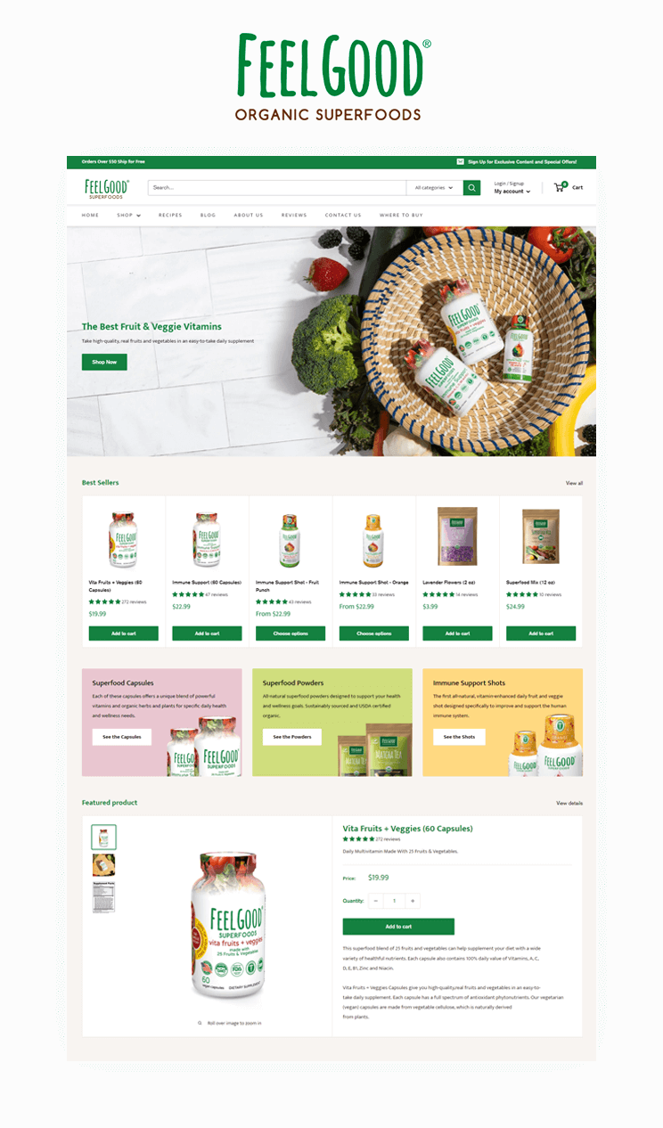 Feel Good Superfoods website